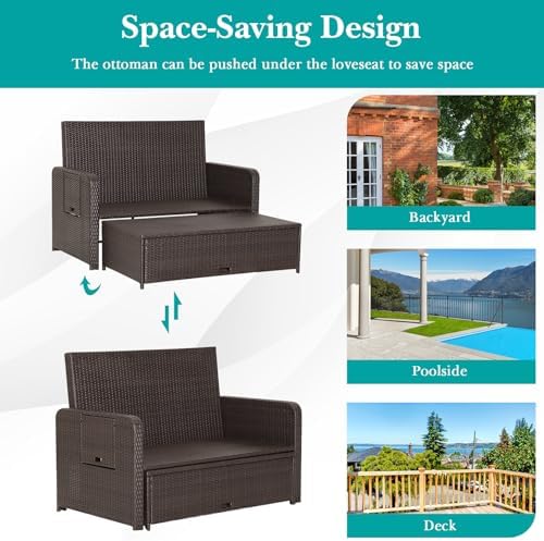 Tangkula patio wicker daybed set