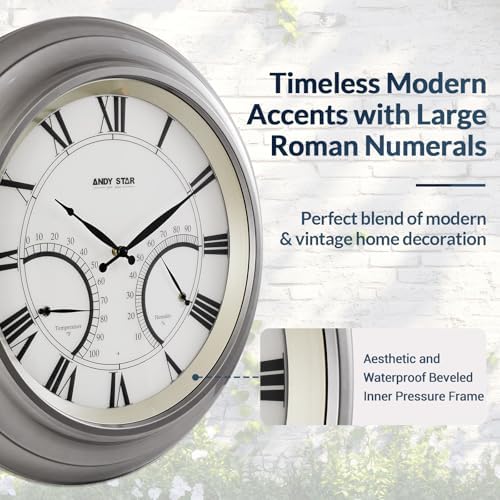 Elegant 24-Inch Waterproof Outdoor Clock for Garden Patio