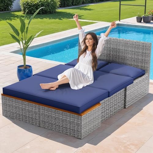 Devoko Outdoor Day Bed 2 Storage Tables