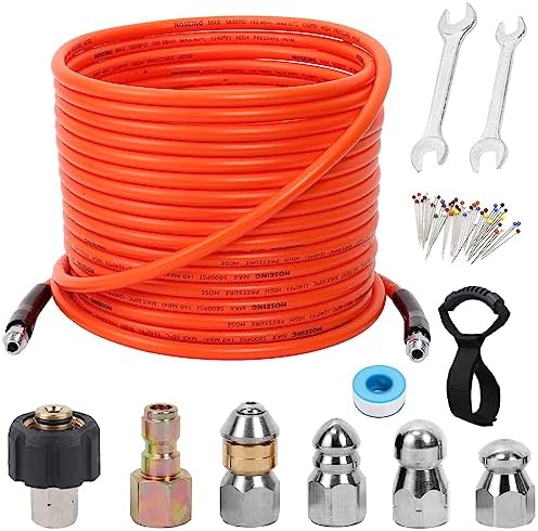 70FT Sewer Jetter Kit with 4 Nozzles and Accessories