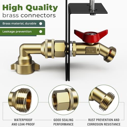Water Spigot Kit with Brass Connector and Screen Door Adapter - Black