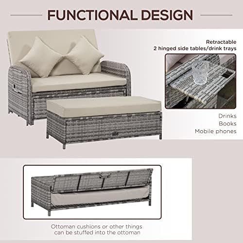 Stylish Outdoorsy Wicker Patio Daybed Set for Relaxing