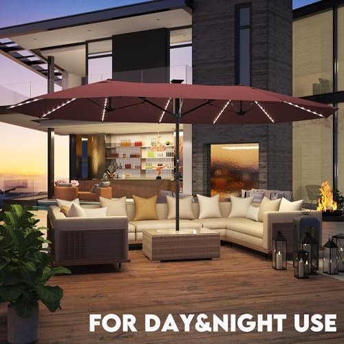 2000-Hour Solar-Powered LED Patio Umbrella
