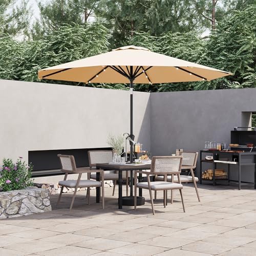 ARESHARK 9FT Solar patio umbrella with 32 LED lights - Durable Energy-efficient
