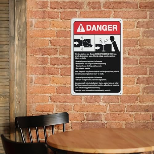 Danger Die Casting Machine Guidelines Sign