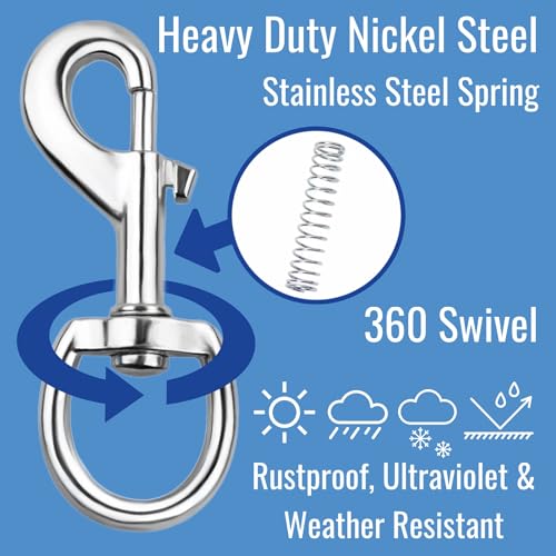 4pc Heavy Duty Flagpole Swivel Snap Clips Hooks