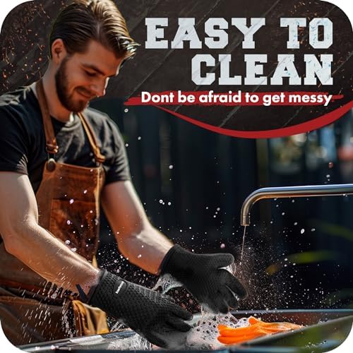 Set of 4 Extreme Heat Resistant Silicone Oven Gloves with Waterproof Protection