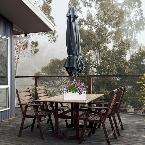 White Square Umbrella Planter for Patio Tables
