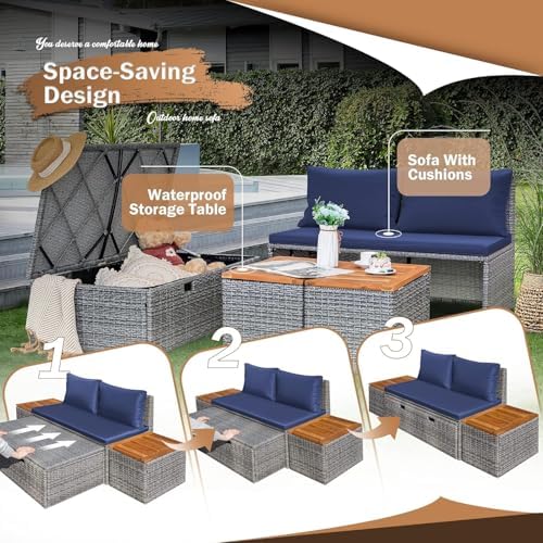 Devoko Outdoor Day Bed 2 Storage Tables