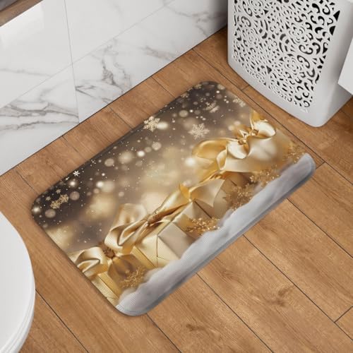 Gold Silk Christmas Print Hem Mat