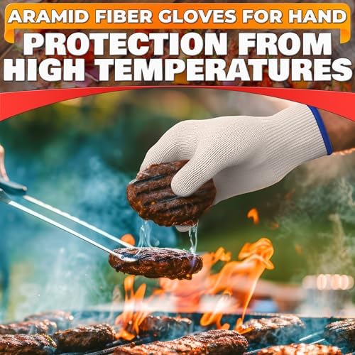Heat Resistant Gloves for Grilling Baking - Durable Aramid Mitts with Fingers
