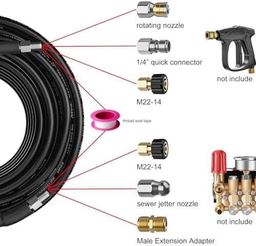 POHIR Sewer Jetter Kit for Pressure Washer 200 ft