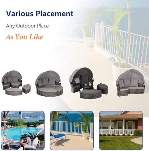 Merax 5-Piece Outdoor Patio Set with Retractable Canopy