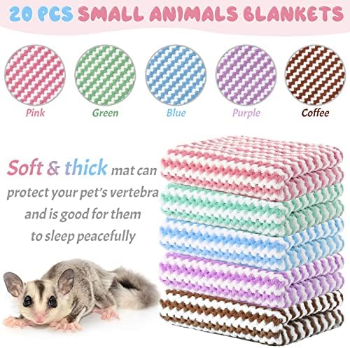 Moukeren 20Pcs Multicolor Guinea Pig Fleece Bedding Blankets