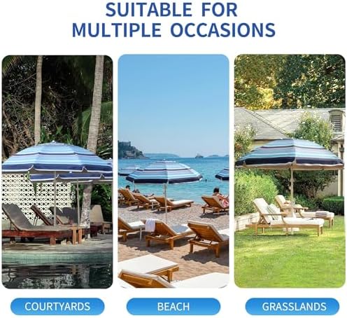 7ft Heavy Duty UV 50 Beach Umbrella with Sand Anchor Tilt Design