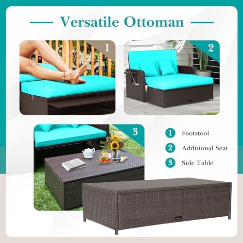 Tangkula patio wicker daybed set