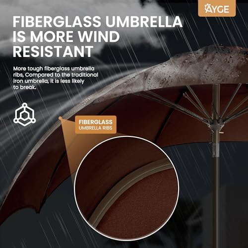 Sturdy 9FT patio umbrella with push-button tilt easy setup