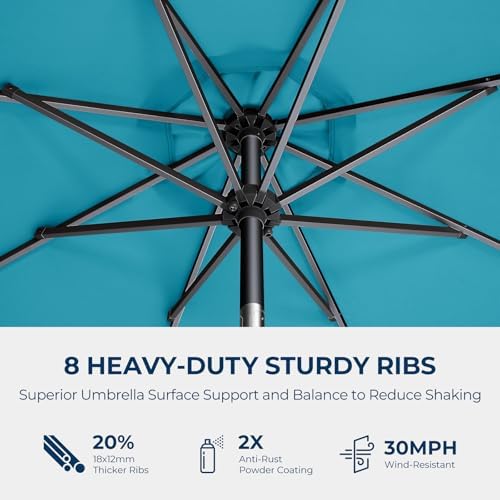 9ft patio umbrella light blue UPF50 UV protection
