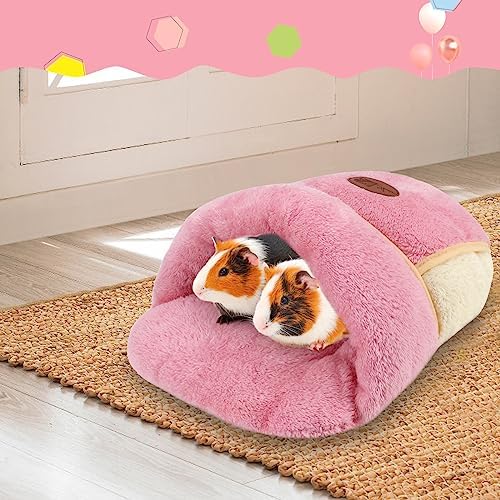 YUEPET Guinea Pig Bed Cuddle Cave Warm Fleece Cozy House