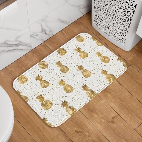 Gold Glitter Pineapples 40x60 Hem Mat