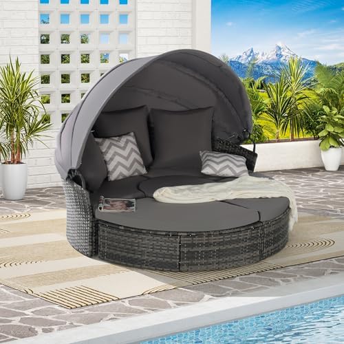 Merax 5-Piece Outdoor Patio Set with Retractable Canopy