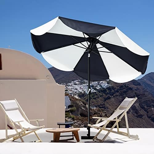 Tempera 9ft Auto Tilt Scalloped patio umbrella withFade Resistance