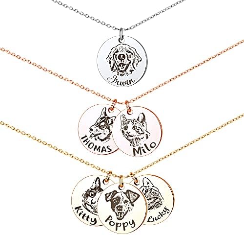 Anavia Personalized Pet Portrait Necklace with Multi Disc Design