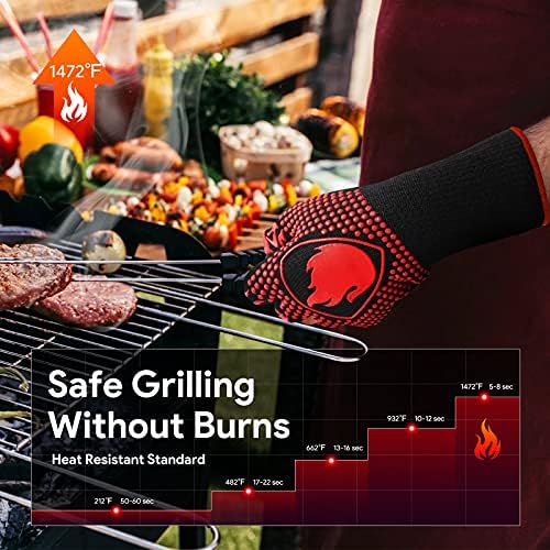 Extreme Heat Resistant BBQ GlovesHigh temp 1472 Instant Protection for Grilling Cooking