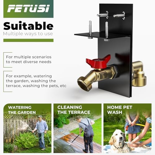 Water Spigot Kit with Brass Connector and Screen Door Adapter - Black