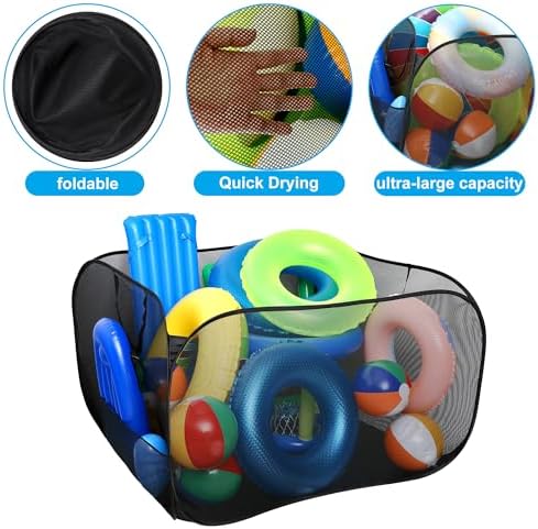 Adnee Pool Toy Storage Bin - Durable Mesh Organizer for Pools Yards