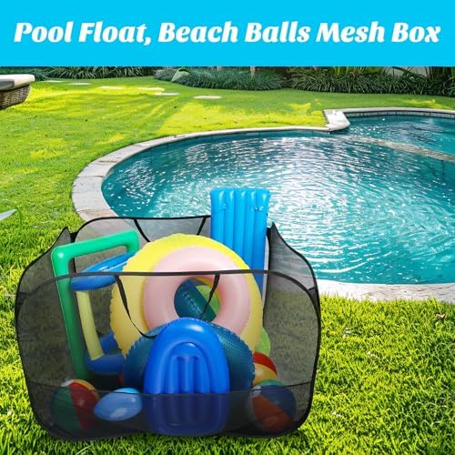 Adnee Pool Toy Storage Bin - Durable Mesh Organizer for Pools Yards