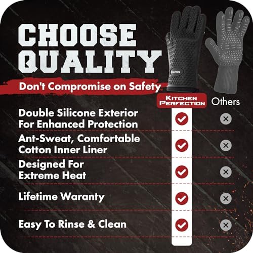 Set of 4 Extreme Heat Resistant Silicone Oven Gloves with Waterproof Protection