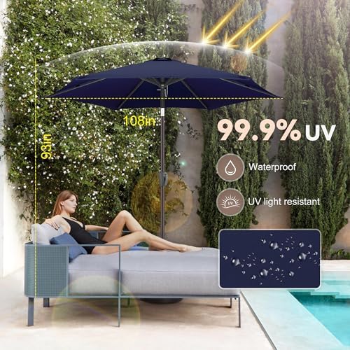 9 Foot Outdoor Patio Umbrella with UV Protection and Waterproof Coating