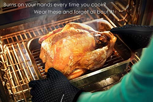 Set of 4 Extreme Heat Resistant Silicone Oven Gloves with Waterproof Protection