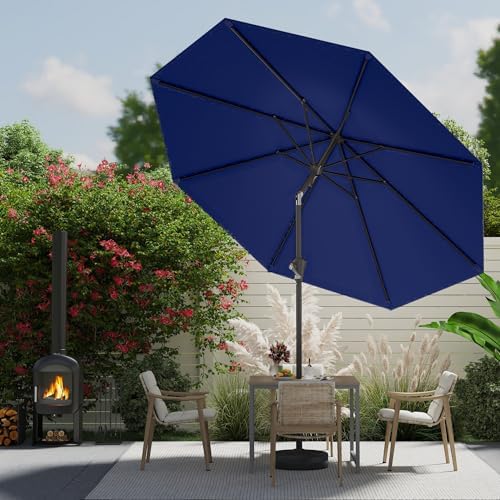 9FT Navy patio umbrella with Push-Button Tilt and Crank