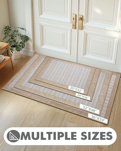 LUMI Indoor Door Mat 24x36 Dirt Resistant Non Slip Beige