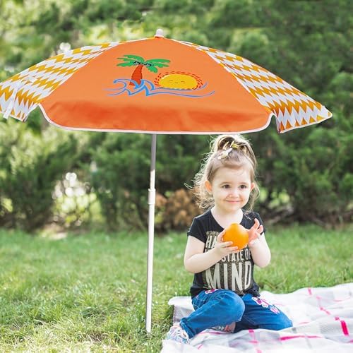 Perfect for Sand Water Tables - Kids Durable Seaside Umbrella Orange Coconut Tree