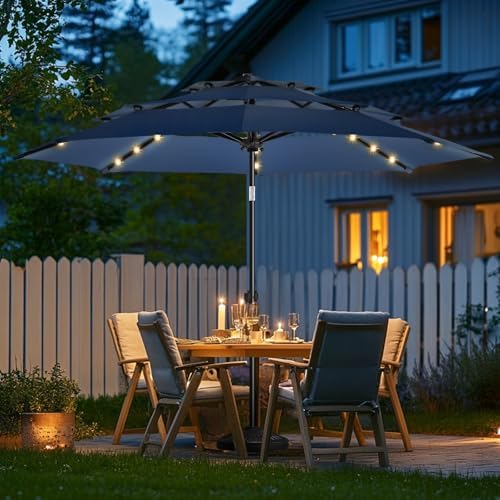 WikiWiki 9FT 3Tiers Solar Led Patio Umbrella