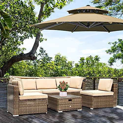 YITAHOME Outdoor Wicker Daybed Set with Canopy and Cushions