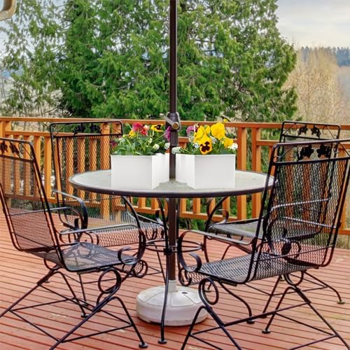 White Square Umbrella Planter for Patio Tables