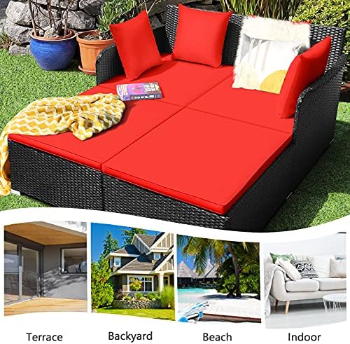 Relax in Style outdoor rattan daybed HAPPYGRILL