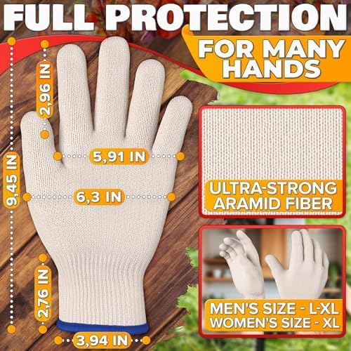 Heat Resistant Gloves for Grilling Baking - Durable Aramid Mitts with Fingers