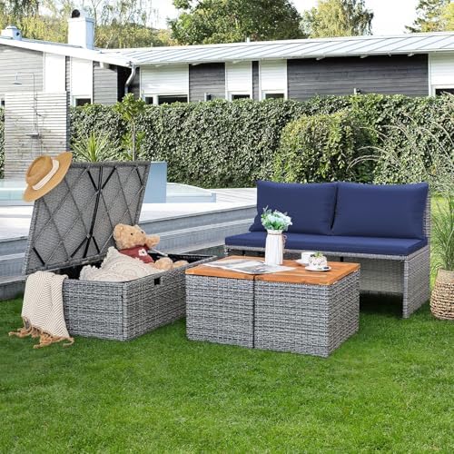 Devoko Outdoor Day Bed 2 Storage Tables