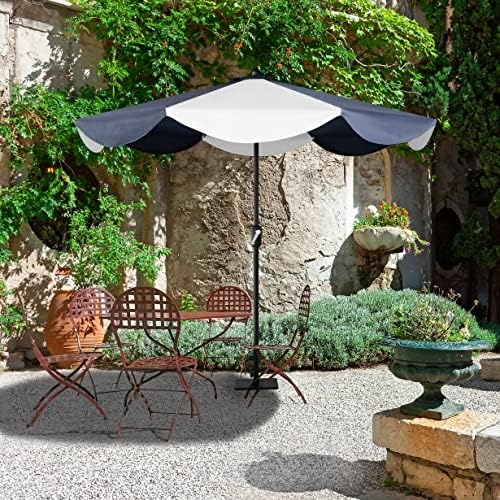 Tempera 9ft Auto Tilt Scalloped patio umbrella withFade Resistance