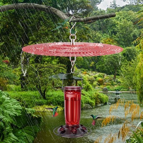 112 Inch Metal Bird Feeder Rain Guard 2 Pack Red Dome Shield